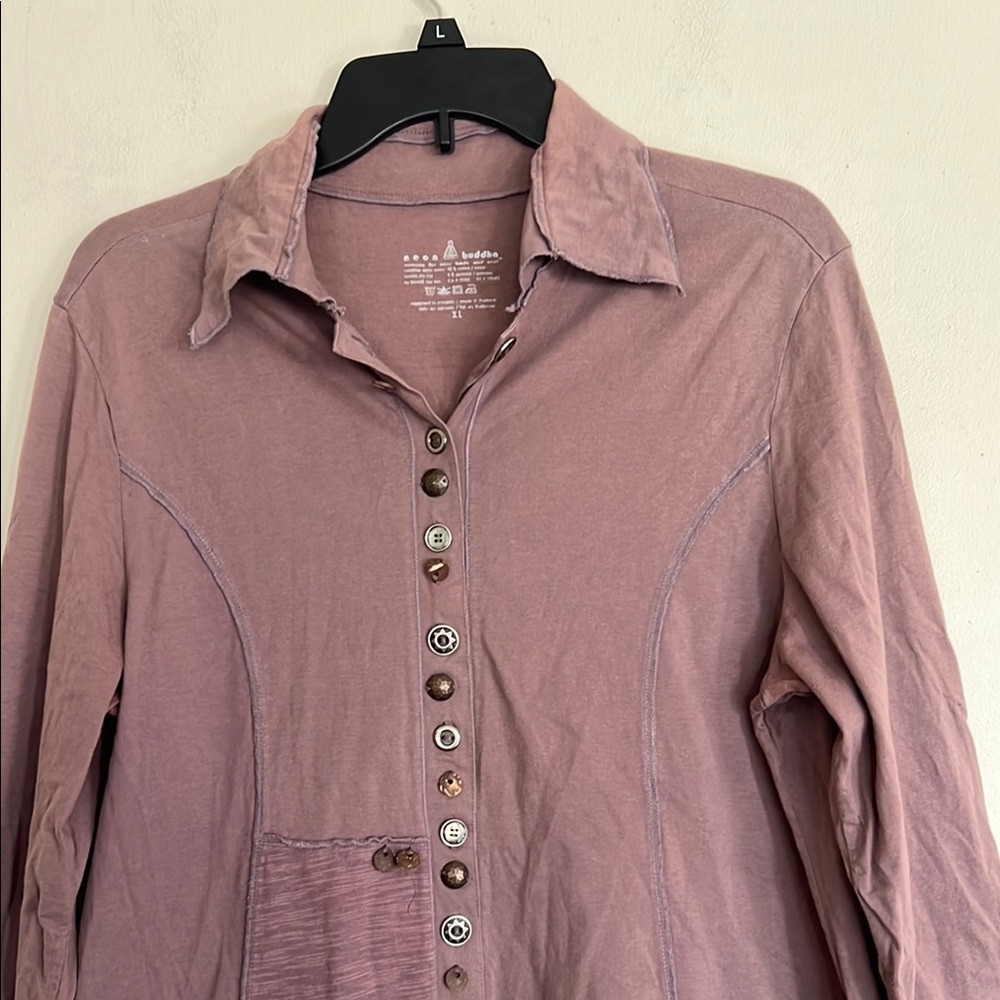 Bella Amore Brown 3/4 Sleeve Button Down Tunic - Picture 3 of 10
